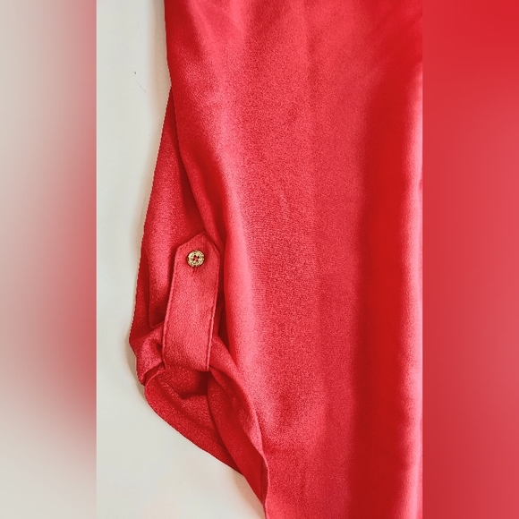 Calvin Klein Plus Ladies 3X Red Long Sleeve Button Down Blouse W/Pockets - Picture 6 of 11